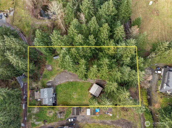 an aerial view of a house