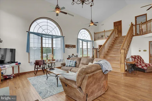 a living room with furniture