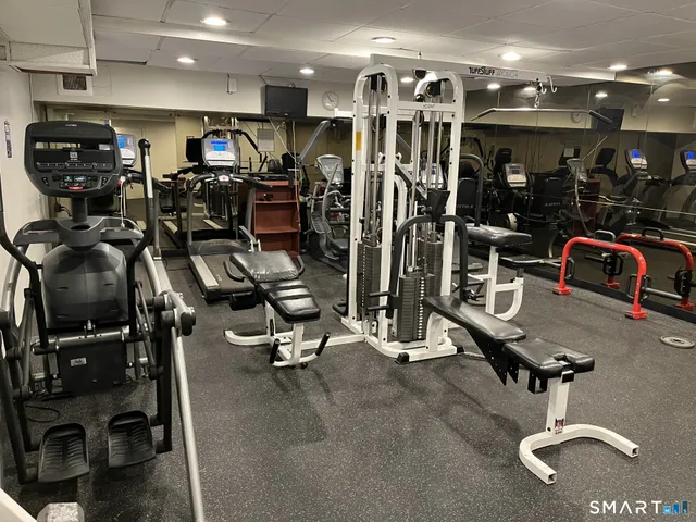 a view of a room with gym equipment
