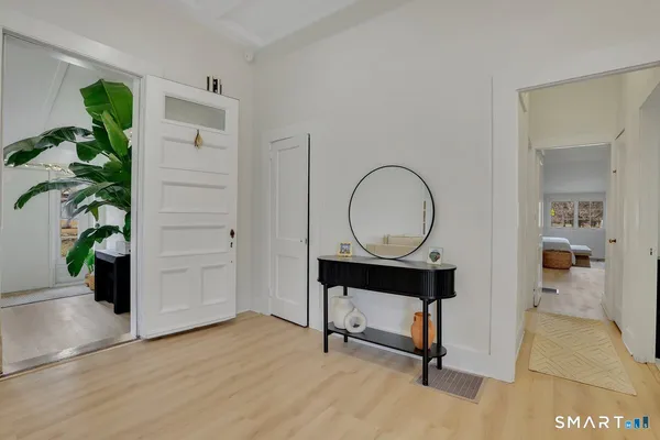 a view of a bench in entryway