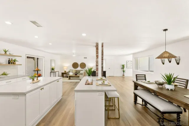 a view of kitchen and living room