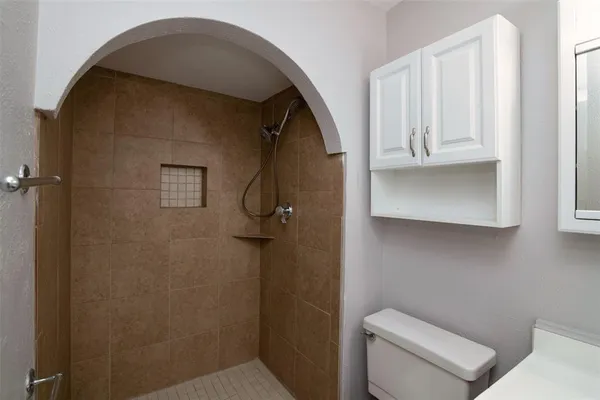 a close view of a toilet in bathroom