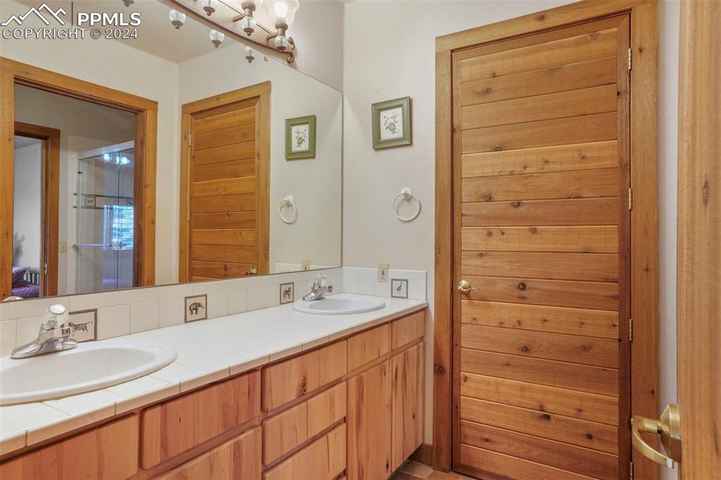 915 Oak Ridge Road Manitou Springs, CO 80829 - Photo 31 of 50 a bathroom with a sink and a mirror