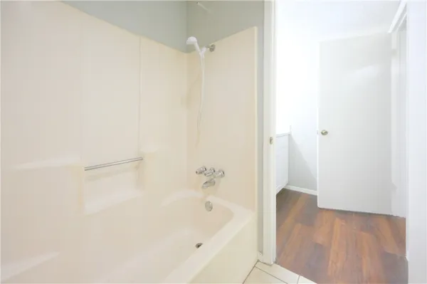 a bathroom with a bathtub