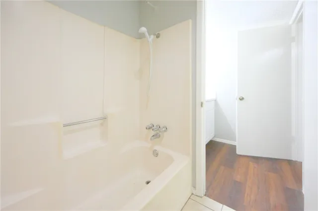 a bathroom with a bathtub