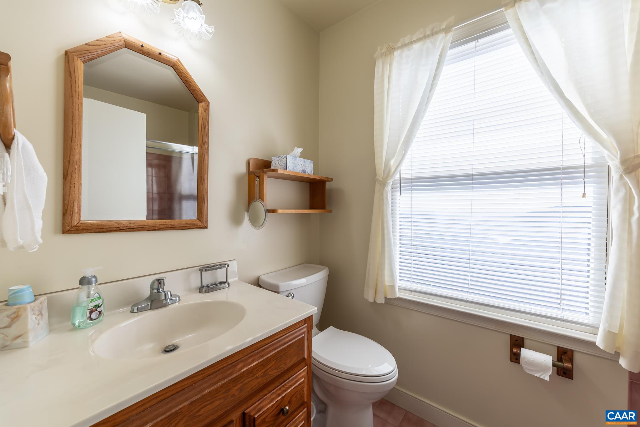 1022 Turkey Ridge Road Stanardsville, VA 22973 - Photo 46 of 74 a bathroom with a sink a toilet and a mirror
