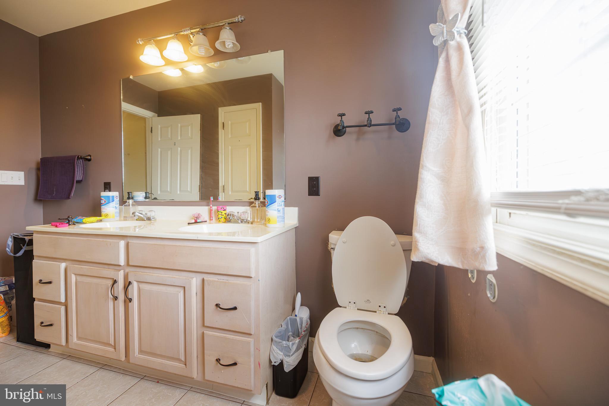 3022 Oak Drive Sinking Spring, PA 19608 - Photo 19 of 28 a bathroom with a toilet a sink a light fixture and a mirror