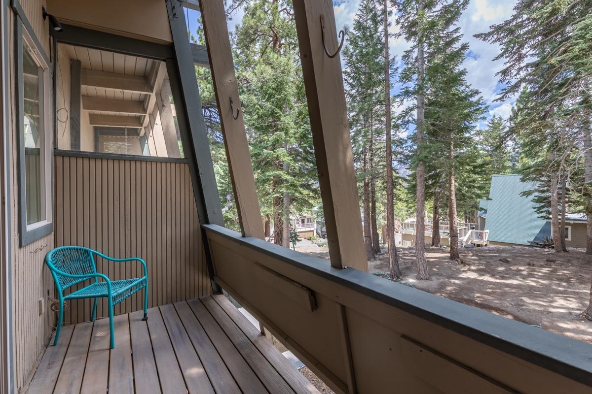 4 Kelley Road, Unit 5 Mammoth Lakes, CA 93546 - Photo 28 of 30 a view of roof deck with two chairs and wooden floor