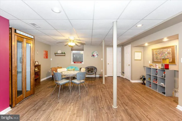 a view of a garden with an outdoor space