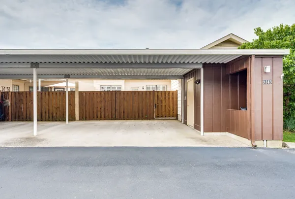 a view of wooden door