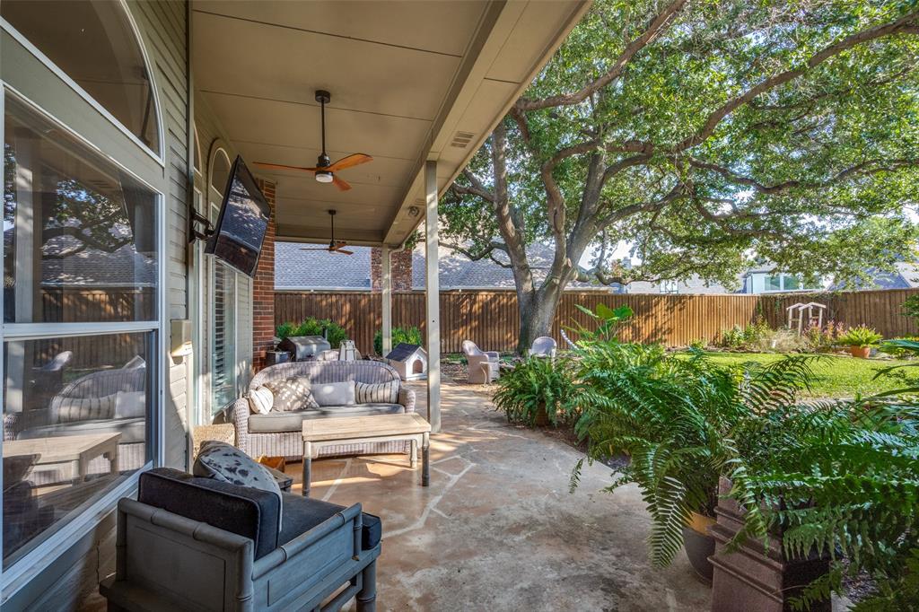 3452 Hearst Castle Way Plano, TX 75025 - Photo 32 of 36 a outdoor living space with furniture and garden view