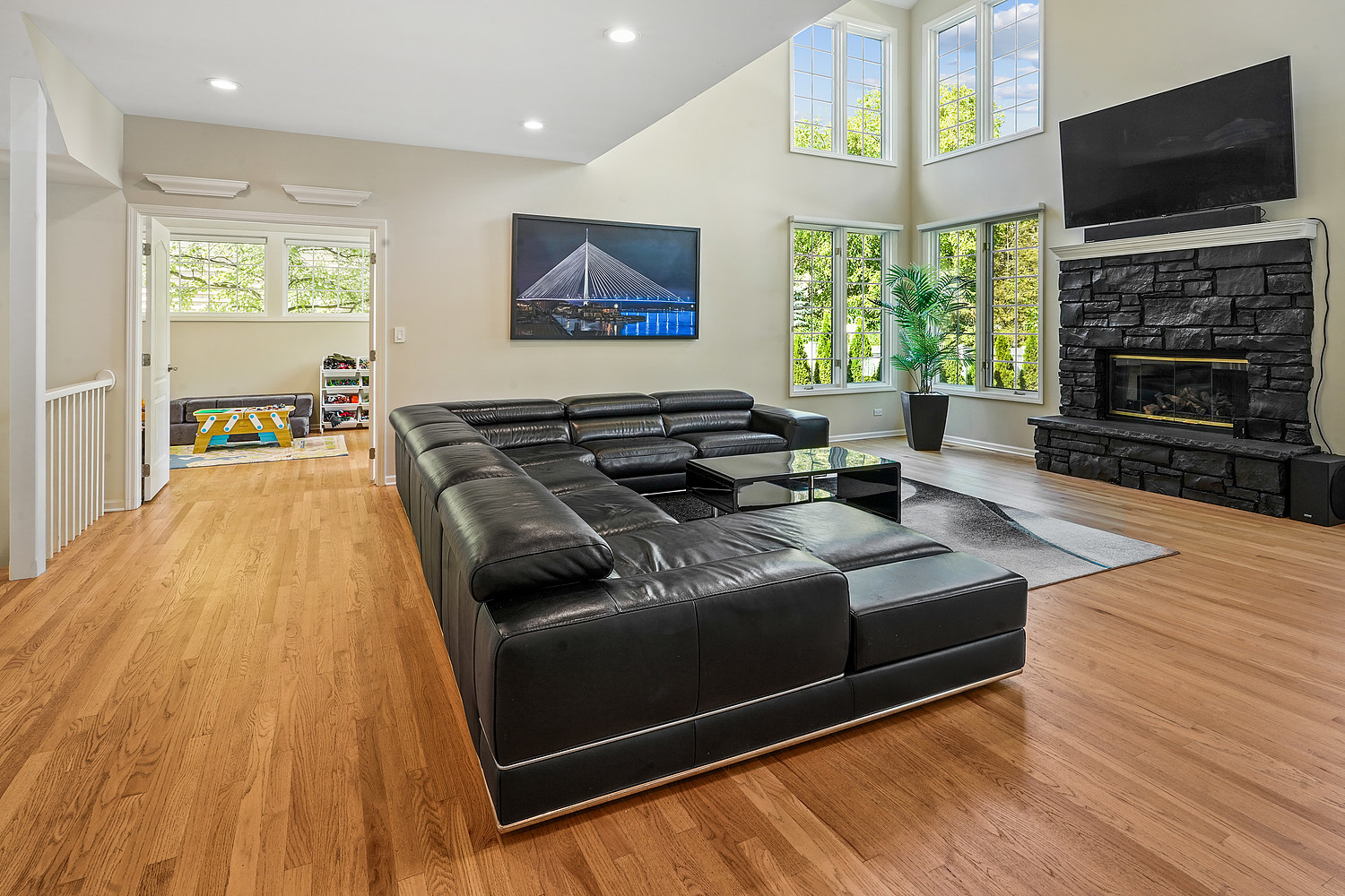 9033 Kearney Road Darien, IL 60561 - Photo 17 of 38 a living room with fireplace furniture and a flat screen tv
