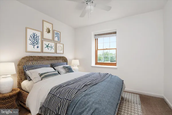 a bedroom with bed and a window