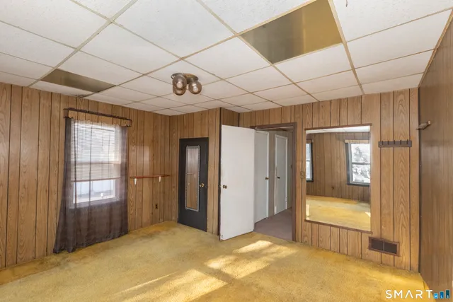 an empty room with windows