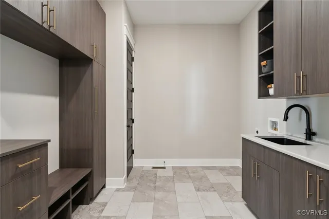 a spacious bedroom with a bed and a table