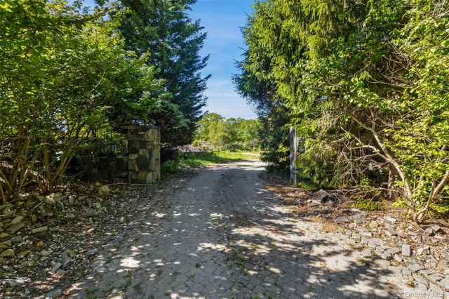 a view of a pathway with a park