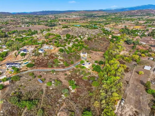 a view of a city with lush green forest