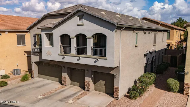 a front view of a house with balcony