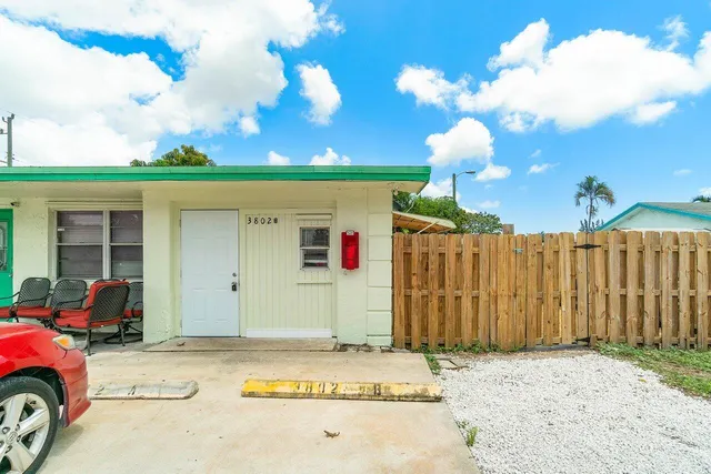 a view of a house with a patio