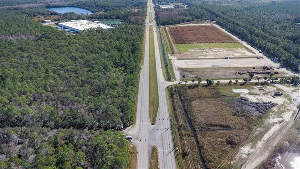 a view of a yard with a tree