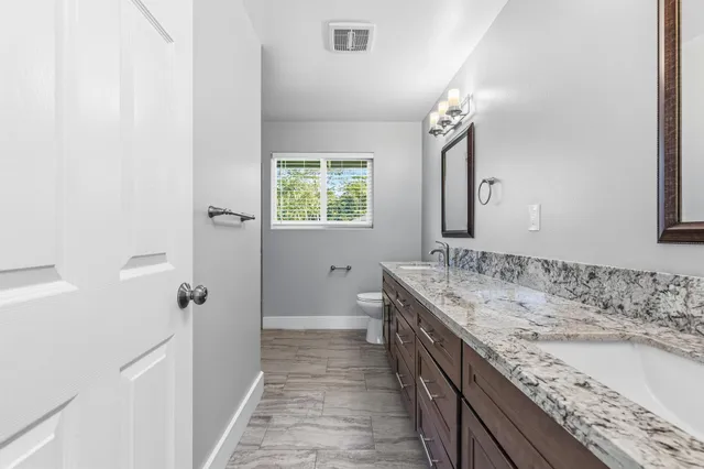 a bathroom with a bathtub