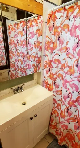 a bathroom with a tub