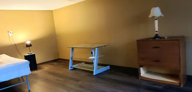 a close up view of walk in closet