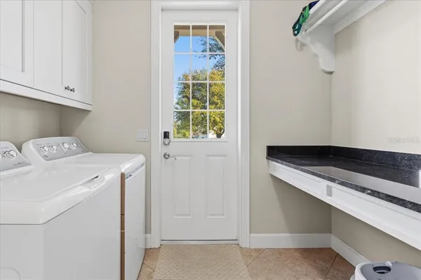 a view of a terrace with a bench