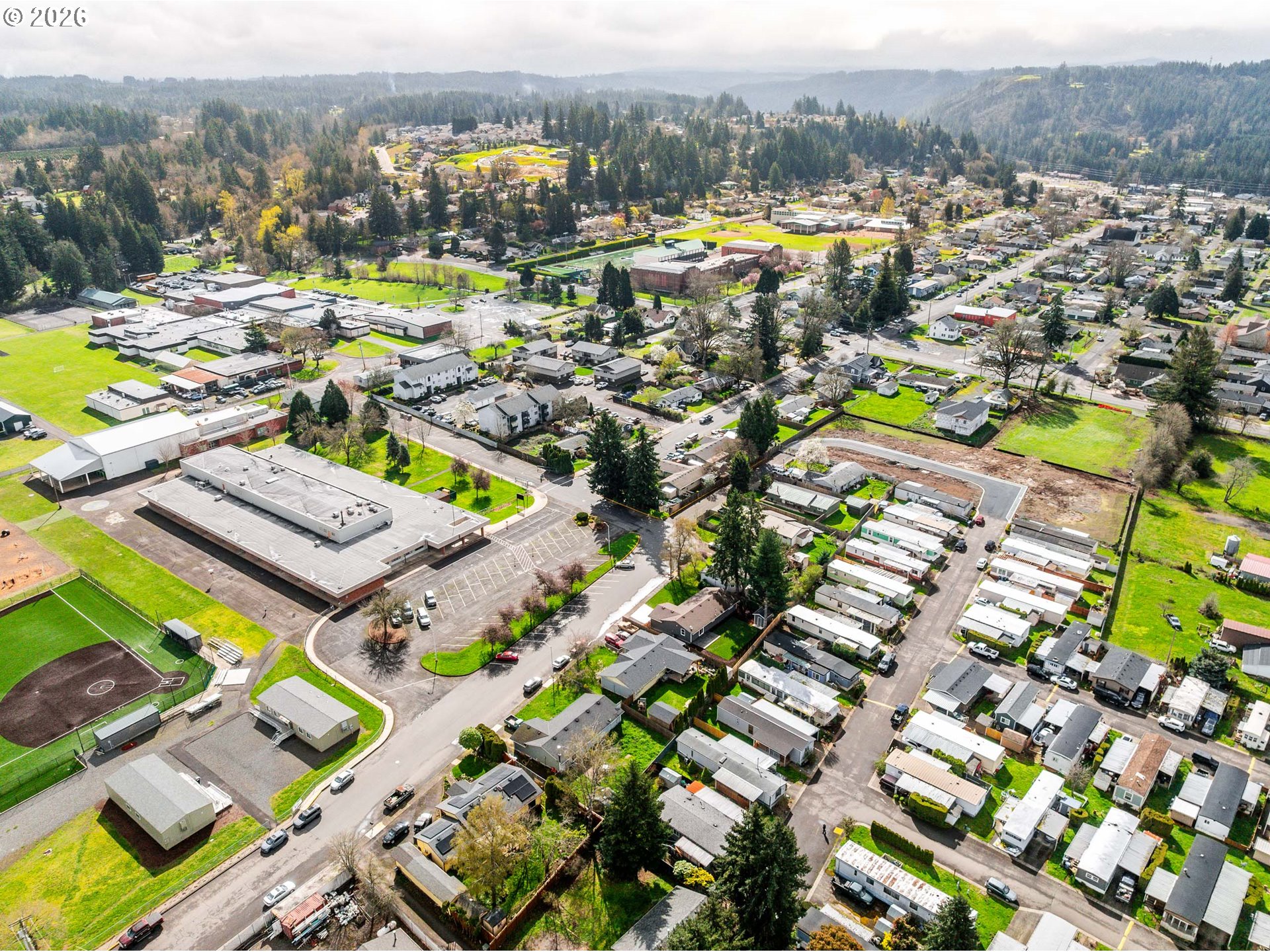 879 North Broadway Street Estacada, OR 97023 - Photo 35 of 37 an aerial view of residential houses with outdoor space