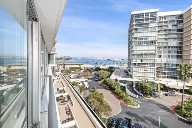 a view of a balcony with city view