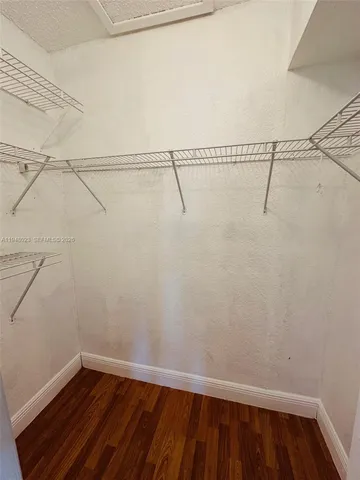 a view of a yard with plants and trees