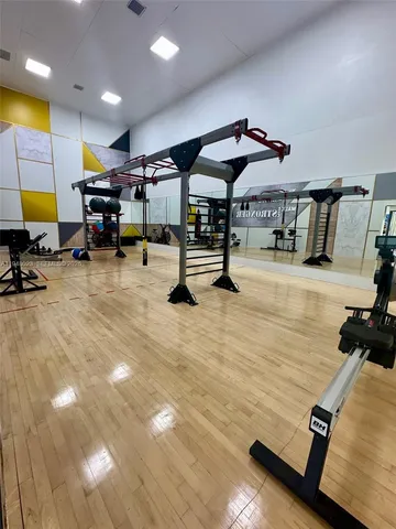 a view of a room with gym equipment