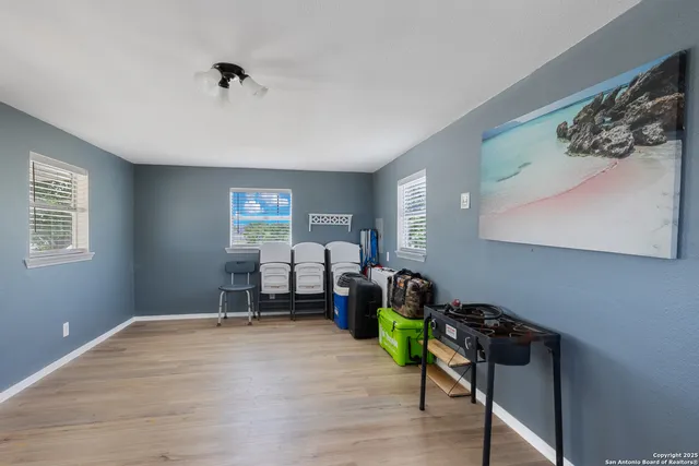 a workspace with furniture and window