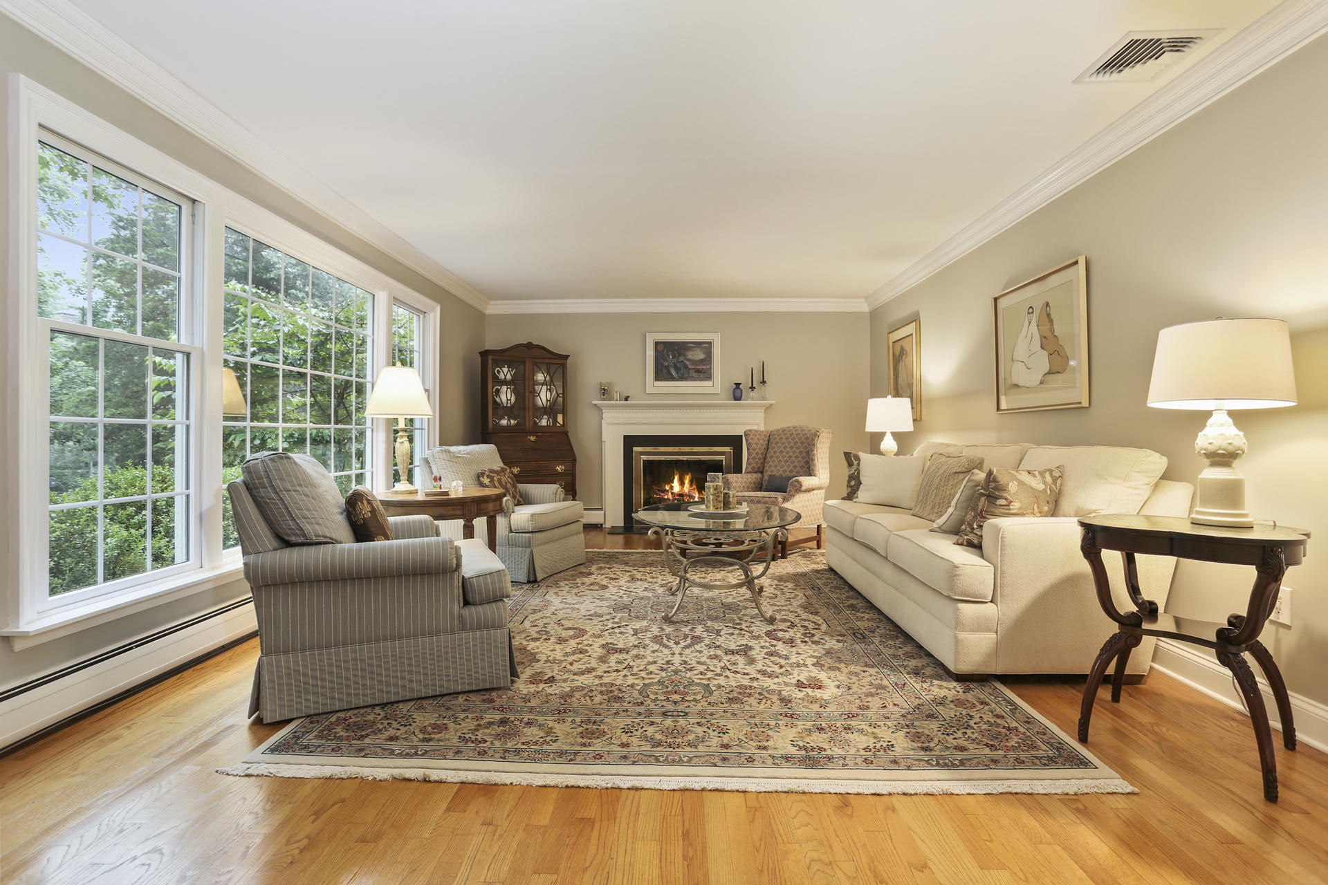 19 Middlesex Road Darien, CT 06820 - Photo 3 of 37 a living room with furniture and a fireplace