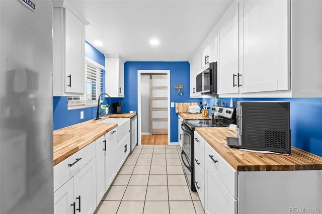 a dining room with a window