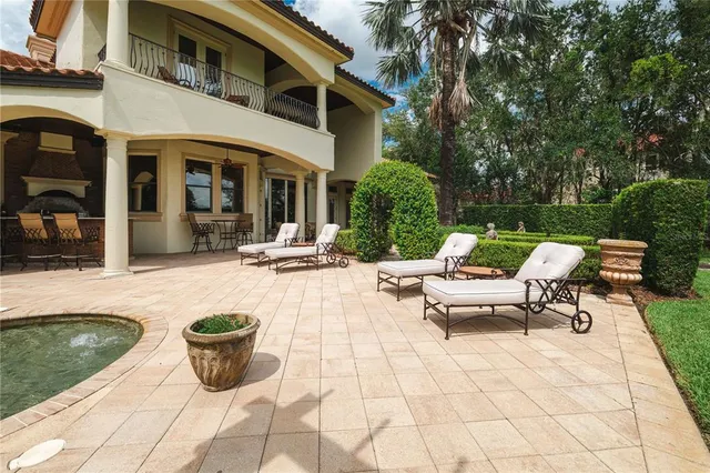 a view of a yard of a house