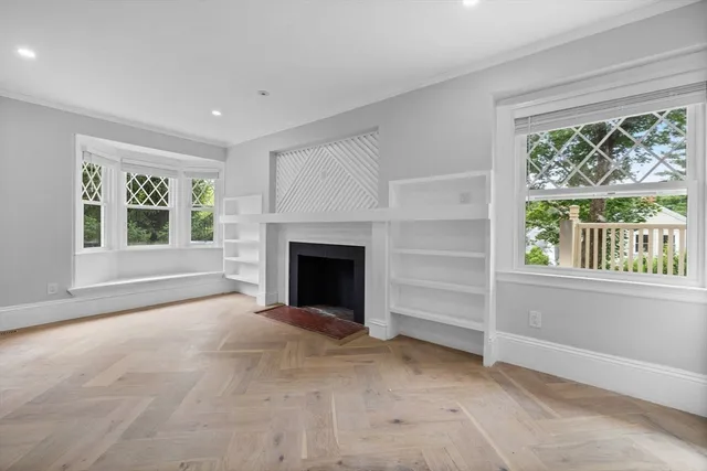 an empty room with windows