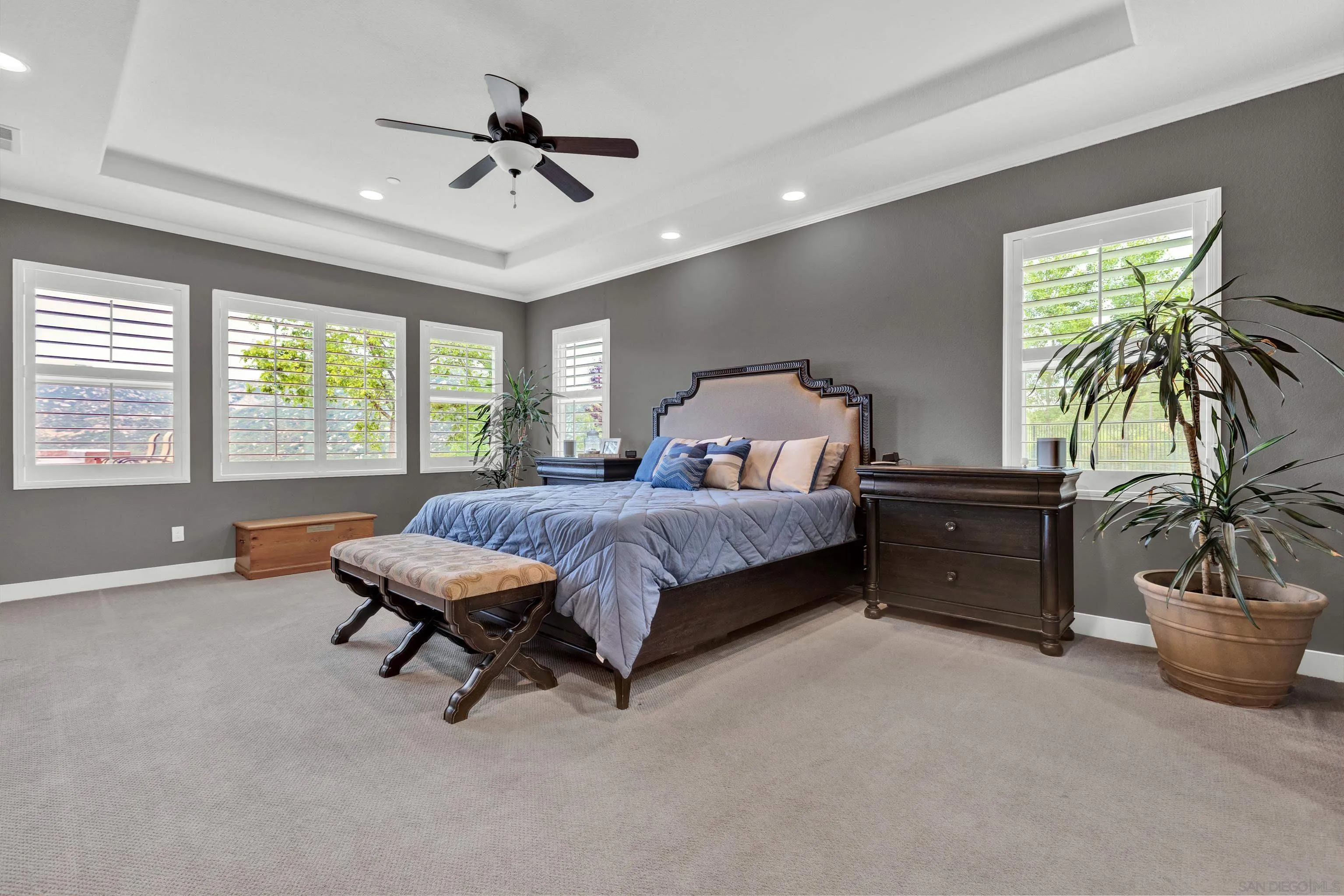 12884 Vineyard Crest Place Lakeside, CA 92040 - Photo 9 of 53 a bedroom with a bed and a chandelier