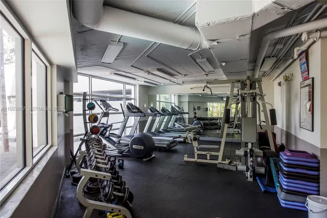 a view of a room with gym equipment