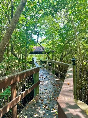a view of a balcony with wooden stairs