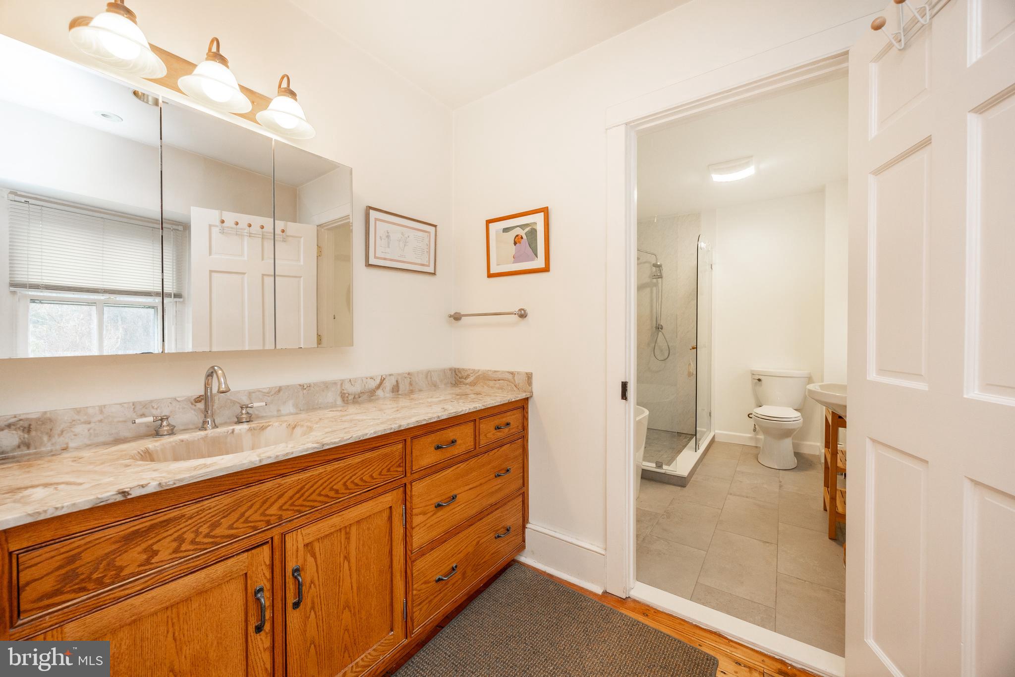 580 Reeds Road Downingtown, PA 19335 - Photo 25 of 82 a bathroom with a granite countertop sink mirror and double