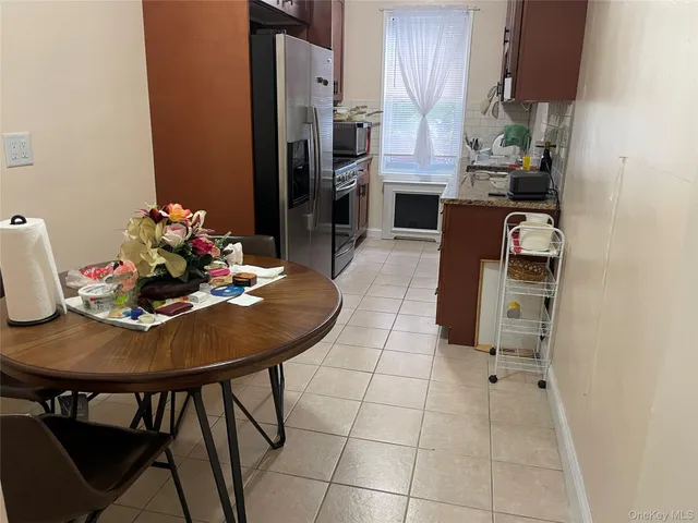 a dining room with furniture