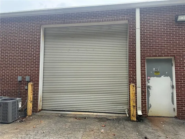 a view of a building with a door