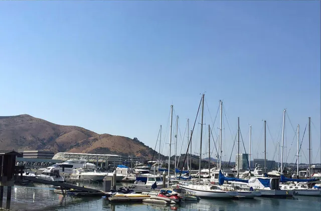 a view of a lake and mountain in the back