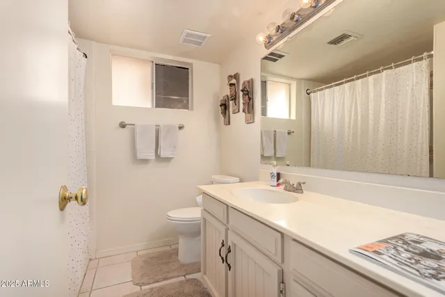 a bathroom with a sink a toilet and mirror
