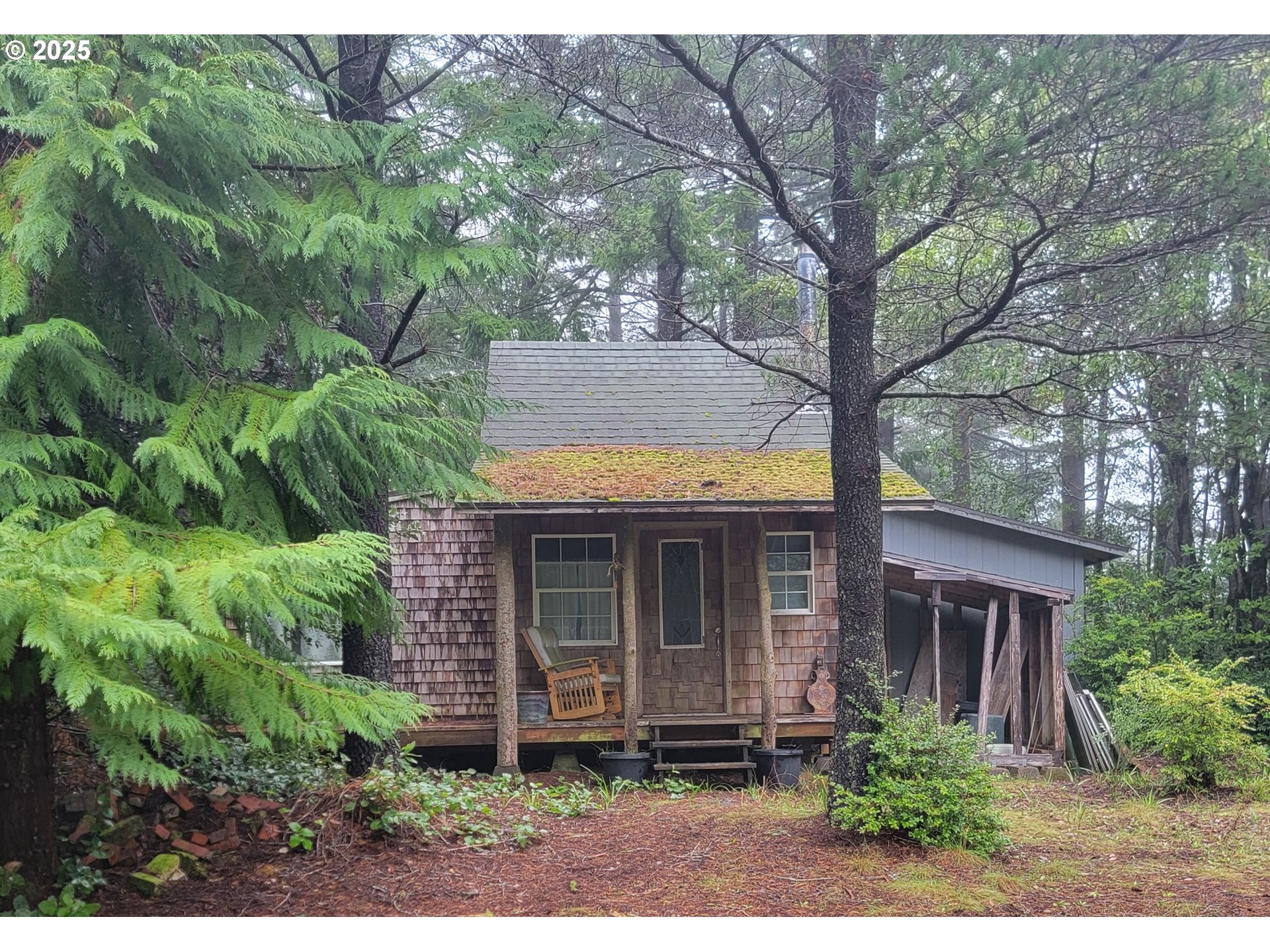 a view of a house with a tree in front of it