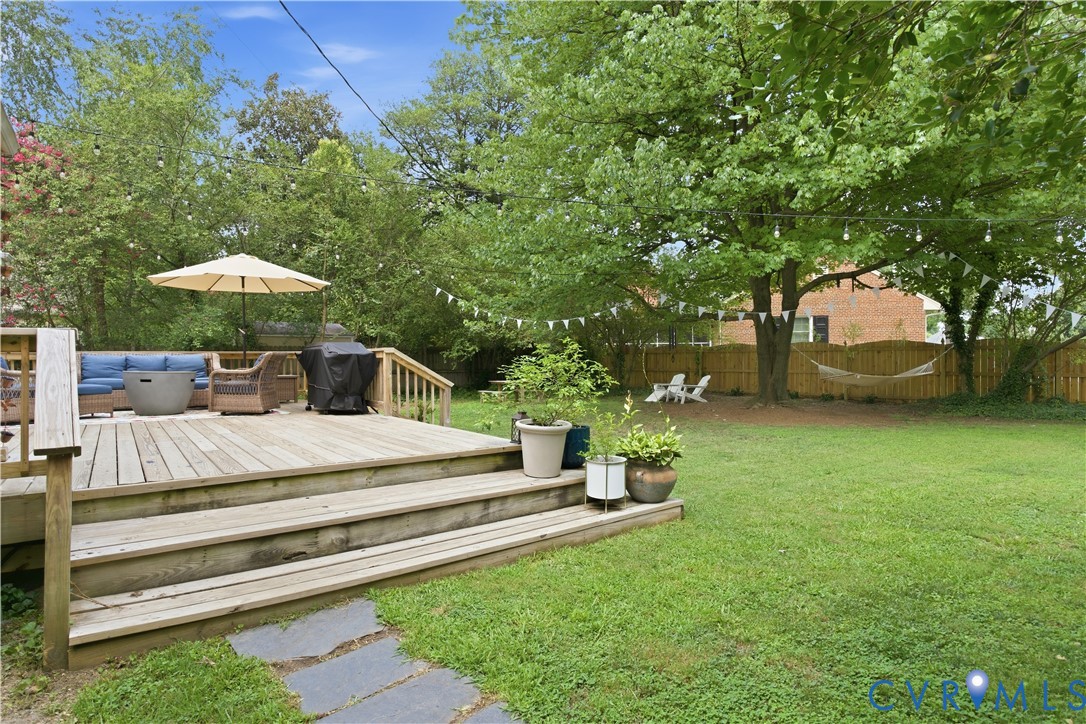 7200 Three Chopt Road Richmond, VA 23226 - Photo 40 of 48 Spacious backyard featuring a large wooden deck wi