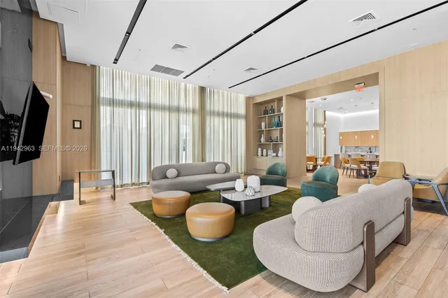 a view of a building with a park