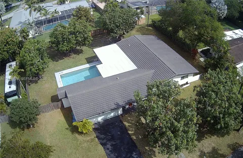 an aerial view of a house
