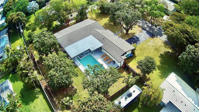 an aerial view of a house